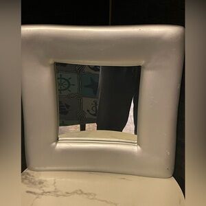 Vintage Silver Frame Wall Mirror 14"x14" Contemporary hang either way Decor